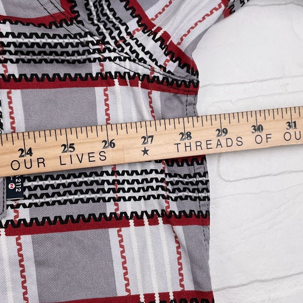Classic Plaid Button-Down Shirt - Red, Black, and White - Picture 6 of 10